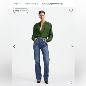 Alexa Chung for Madewell Pleat-Pocket Button-Up Shirt SM new